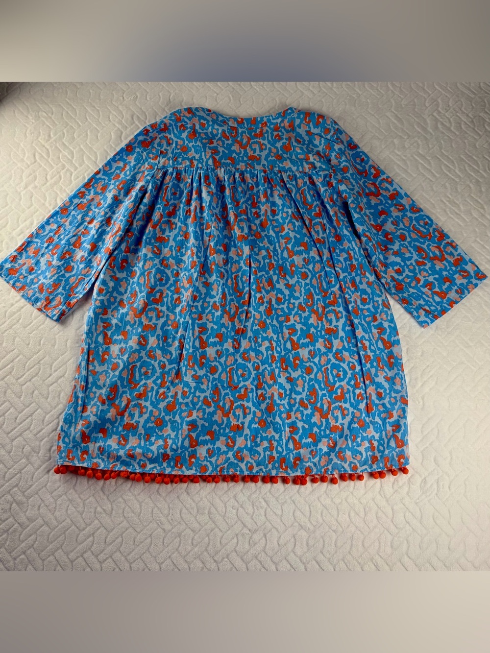 Mud Pie 100% cotton tunic style dress blue and orange cheetah print Size L - Picture 2 of 10